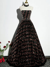 A-line Sequins Stylish A-Line Prom Dress, Shiny Strapless Evening Dress