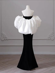 Black Mermaid Velvet Sweetheart Long Formal Dress, Black Velvet Prom Dress