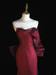 Black and Red Sweetheart Mermaid Beaded Party Dress, Black and Red Long Prom Dress