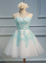 Adorable White Tulle Sweetheart Tulle Party Dress , Homecoming Dress , Lovely Party Dress