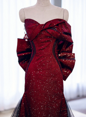 Black and Red Long Party Dress Prom Dress, Sweetheart Satin Evening Dress Formal Dress