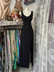 Black Simple V-neckline Straps Long Evening Dress, Black Long Prom Dress Party Dress
