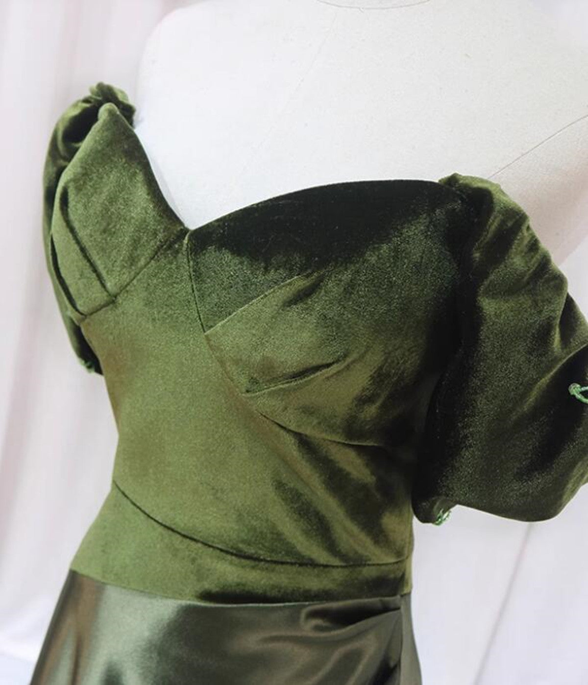 A-line Green Sweetheart Velvet Long Party Dress, Green Evening Dress Prom Dress