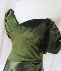 A-line Green Sweetheart Velvet Long Party Dress, Green Evening Dress Prom Dress