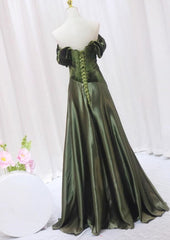 A-line Green Sweetheart Velvet Long Party Dress, Green Evening Dress Prom Dress