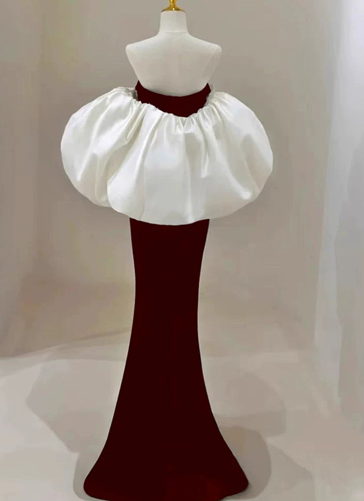 Beautiful Velvet Mermaid Strapless Long Formal Gown, Velvet Floor Length Prom Dress