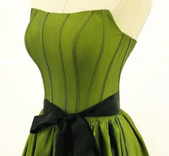 A-line Satin Green Long Party Dress Formal Dress, Green Long Evening Dress Prom Dress
