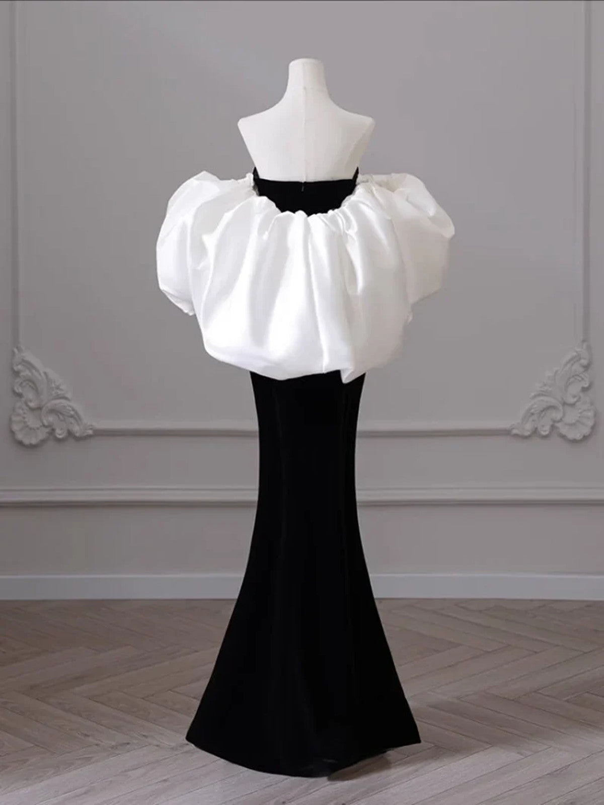 Black Mermaid Velvet Sweetheart Long Formal Dress, Black Velvet Prom Dress
