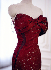 Black and Red Long Party Dress Prom Dress, Sweetheart Satin Evening Dress Formal Dress