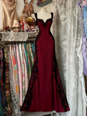 Beautiful Spandex with Lace Straps Long Formal Dress, Sweetheart Prom Dress Evening Dress