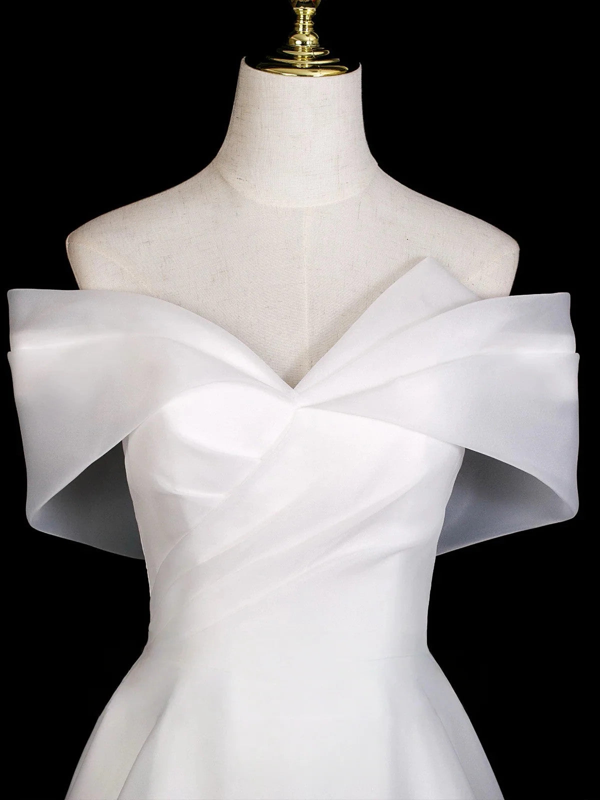 A-line Simple White Organza Off Shoulder Prom Dress, White Sweetheart Formal Dress