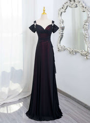 Black and Red Sweetheart Spandex Off Shoulder Evening Dress, A-line Prom Dress