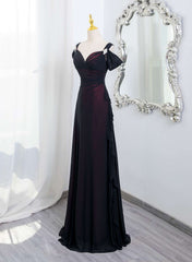Black and Red Sweetheart Spandex Off Shoulder Evening Dress, A-line Prom Dress