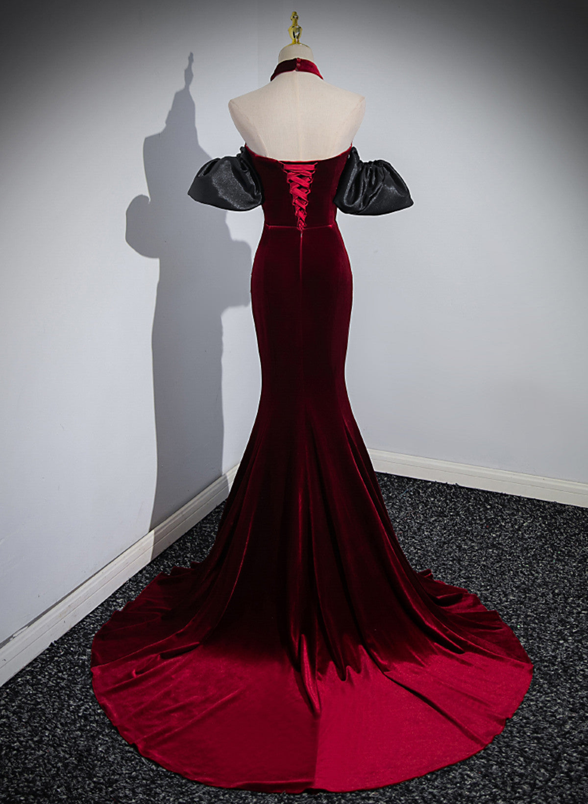 Beauiful Wine Red Off Shoulder Mermaid Long Prom Dress, Wine Red Party Dress