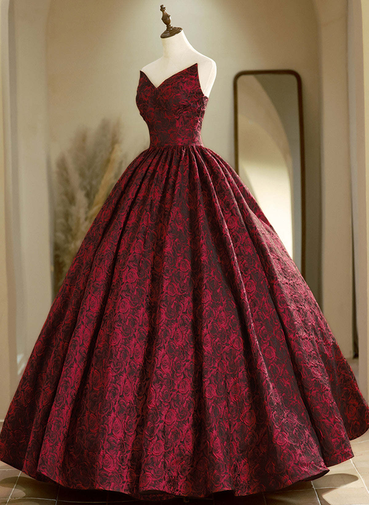 A-line Floral Lace Long Evening Dress Prom Dress, Floral Party Dress