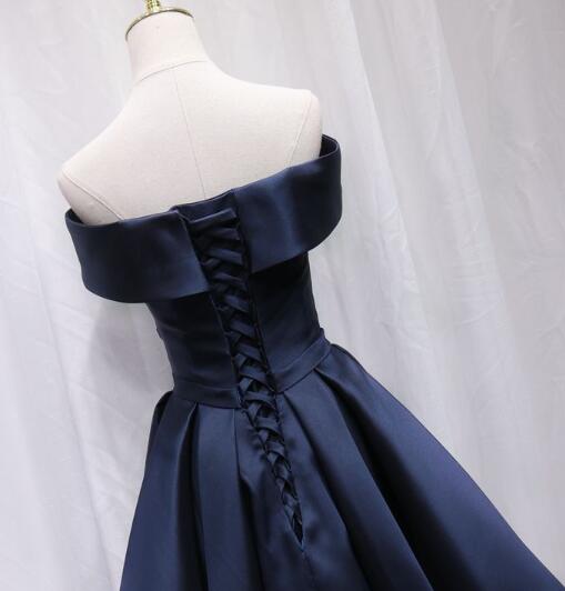 Beautiful Satin Sweetheart  Bridesmaid Dress, Off Shoulder Short Formal Dress