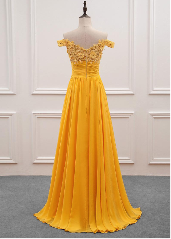 Beautiful Yellow Off Shoulder Long Party Dress, Sweetheart Formal Dress