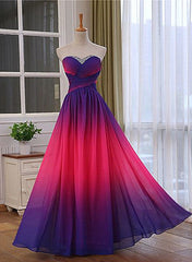 Beautiful Sweetheart Gradient Beaded Prom Dress, A-line Long Prom Dress